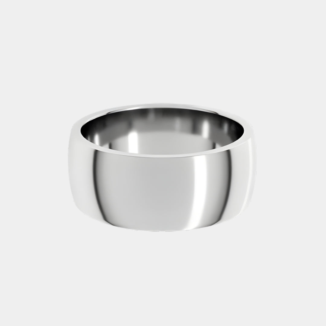 hitched men's white gold classic wedding band in a 8mm width