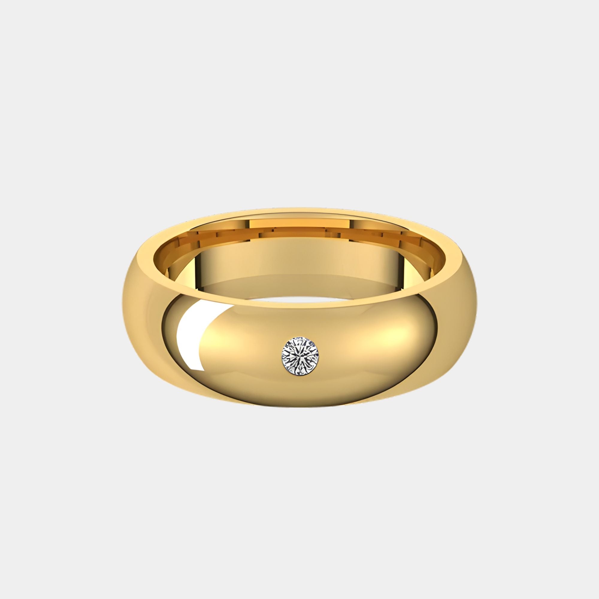 hitched men's yellow gold classic solitaire diamond band in 6mm width