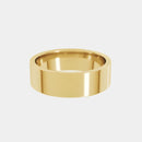 hitched men's yellow gold flat wedding band in a 6mm width
