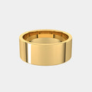 hitched men's yellow gold flat wedding band with a 8mm width