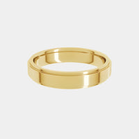 hitched men's yellow gold stepped edge wedding band in 4mm width