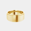 hitched men's yellow gold stepped edge wedding band in 8mm width