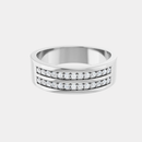 white gold double row tapered mens diamond wedding band side