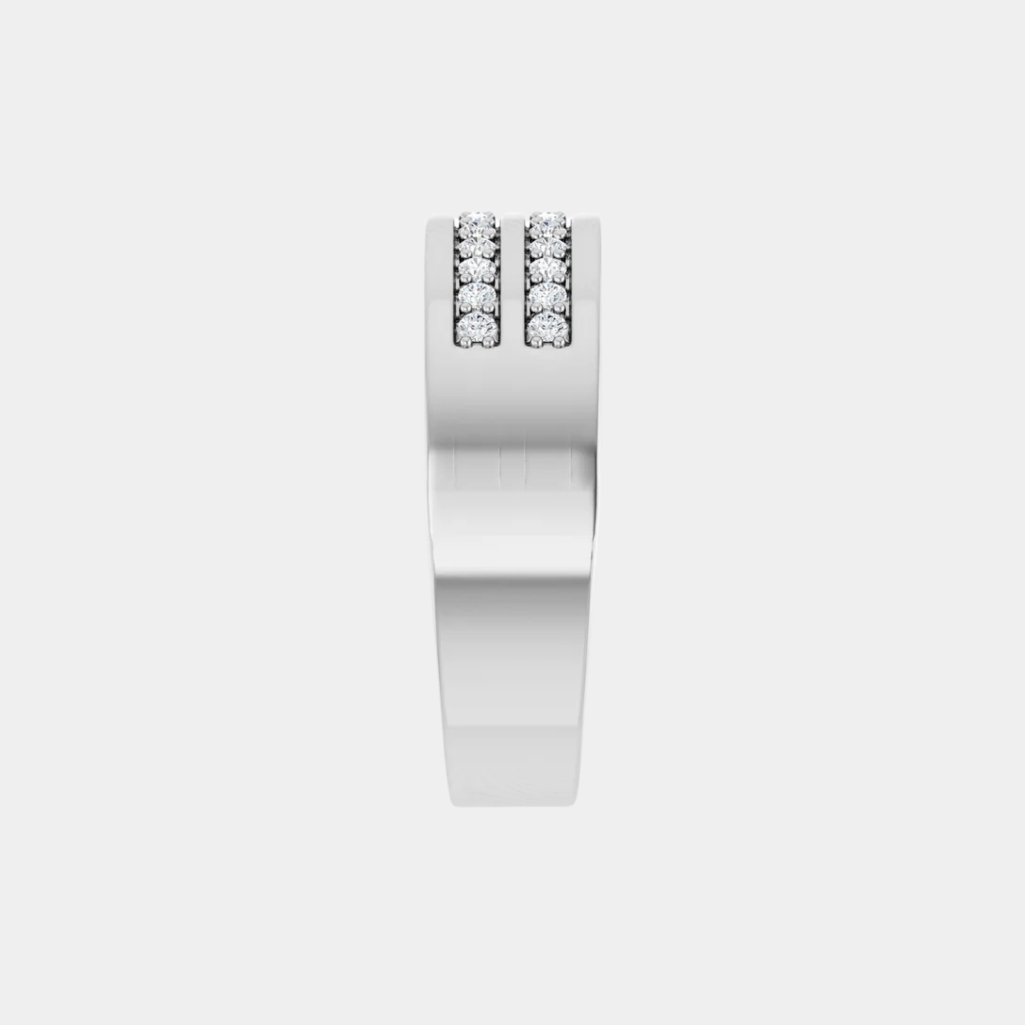 white gold double row tapered mens diamond wedding band side