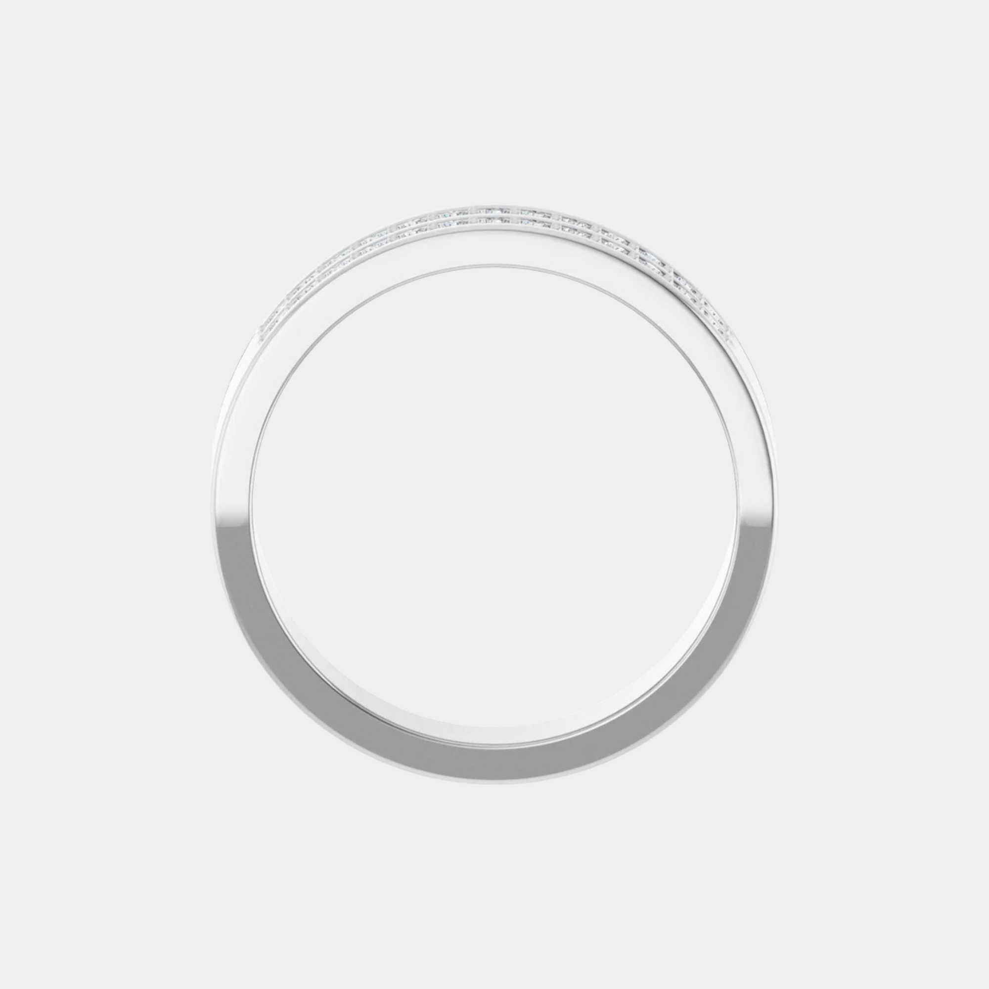 white gold double row tapered mens diamond wedding band through