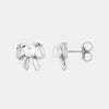 white gold pearl bow stud earrings side view