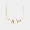 yellow gold diamond and pearl cluster necklace