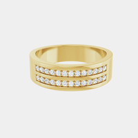 yellow gold double row tapered mens diamond wedding band
