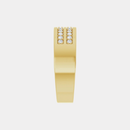 yellow gold double row tapered mens diamond wedding band side