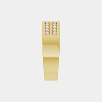 yellow gold double row tapered mens diamond wedding band side