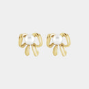 yellow gold pearl bow stud earrings