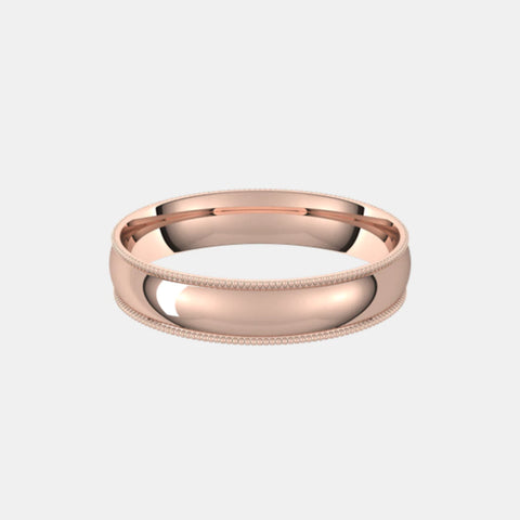 14k Rose Gold 4mm Flat Comfort-fit Wedding Band / Ring with Milgrain 