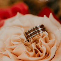 mens tungsten flat double koa wood inlay 8mm