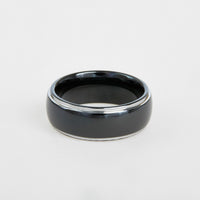 mens black two tone tungsten wedding band 8mm