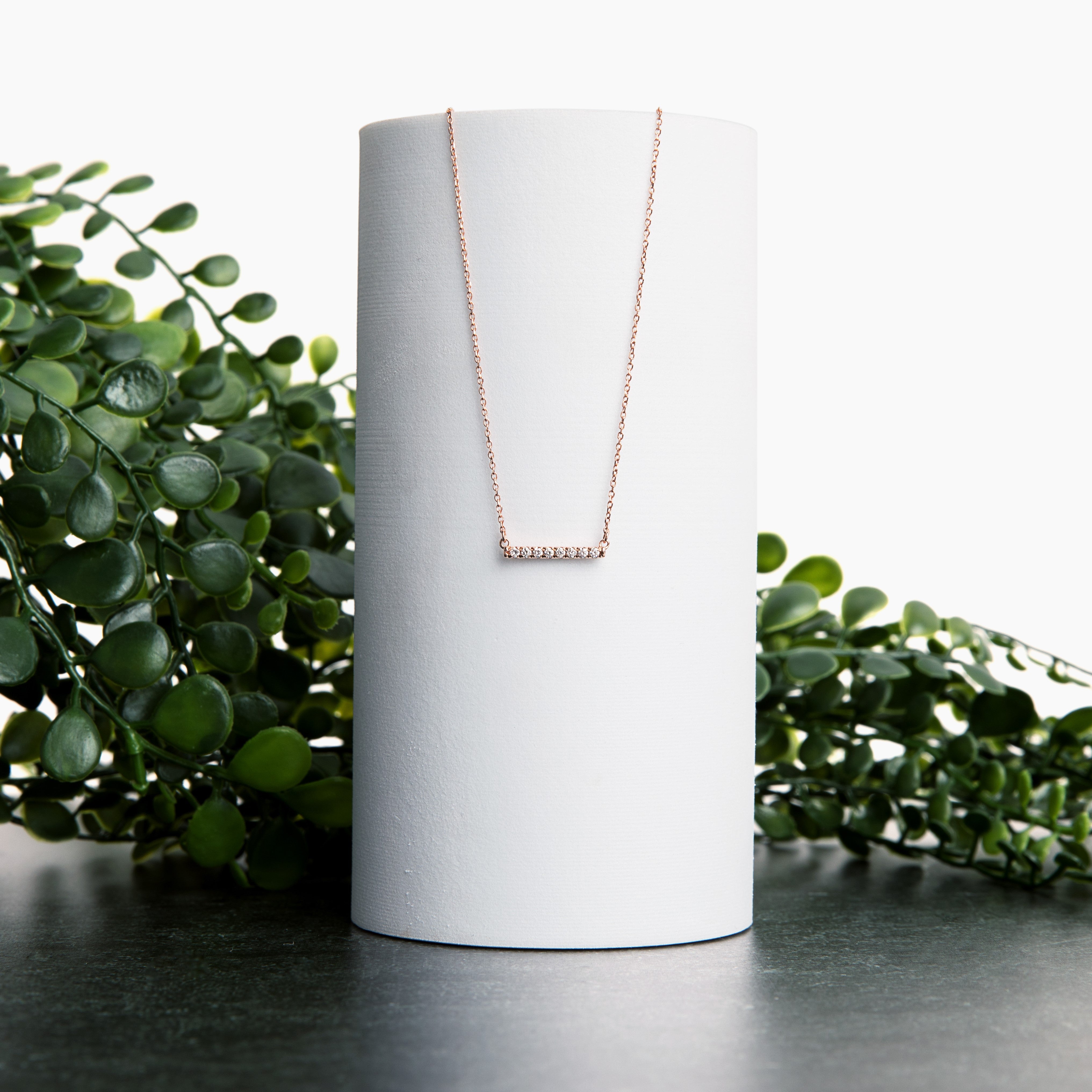 lab diamond bar necklace