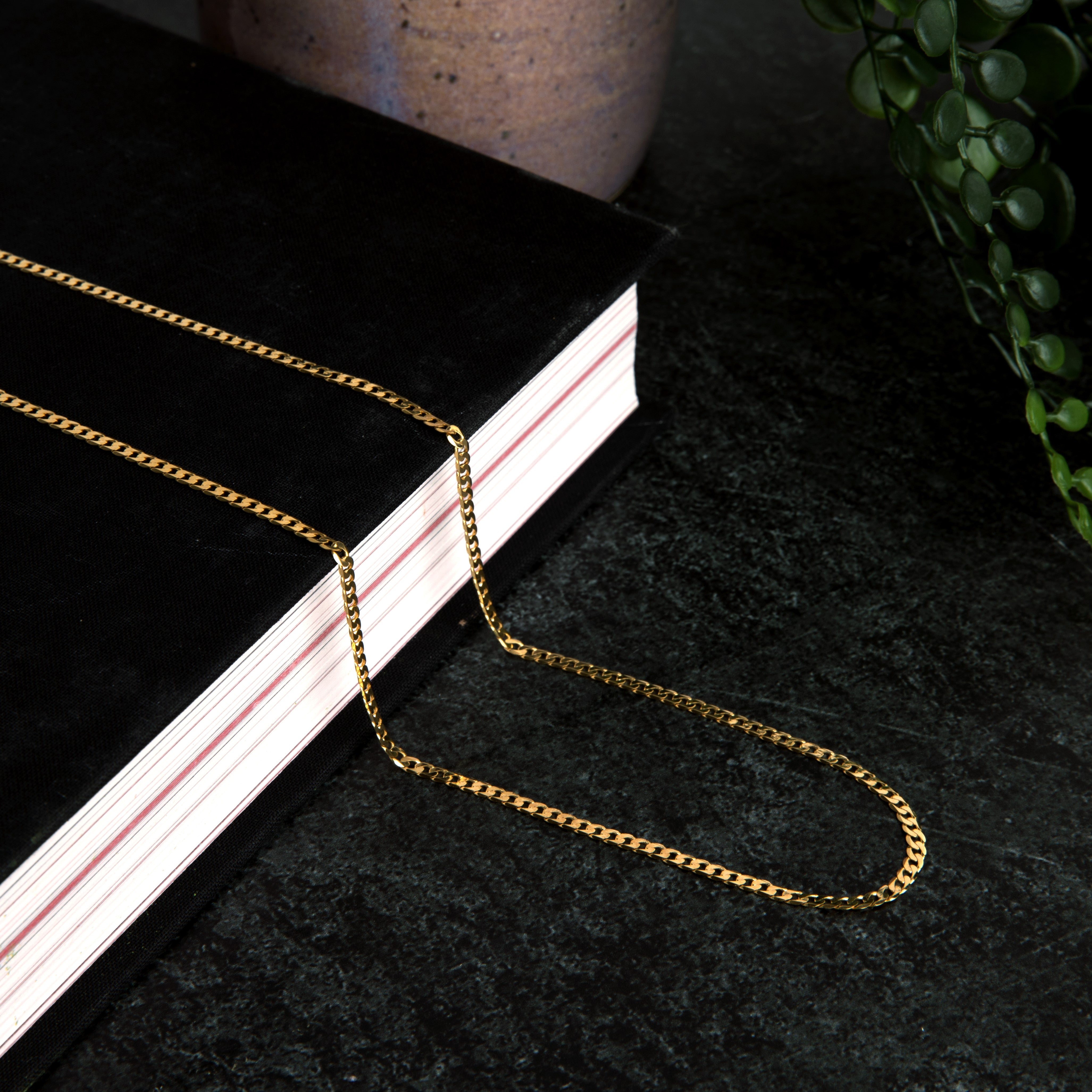 mens thin solid gold chain