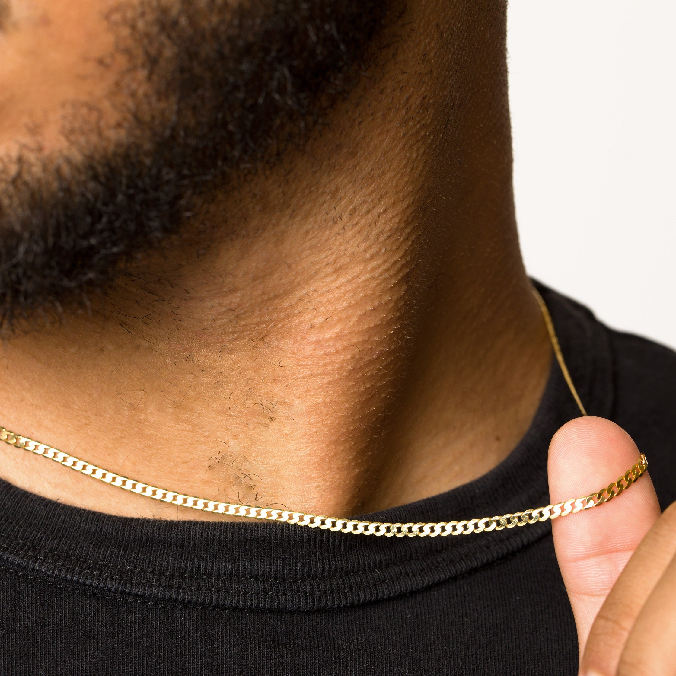 mens thin solid gold chain