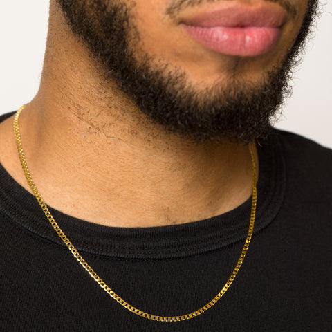 mens thin solid gold chain