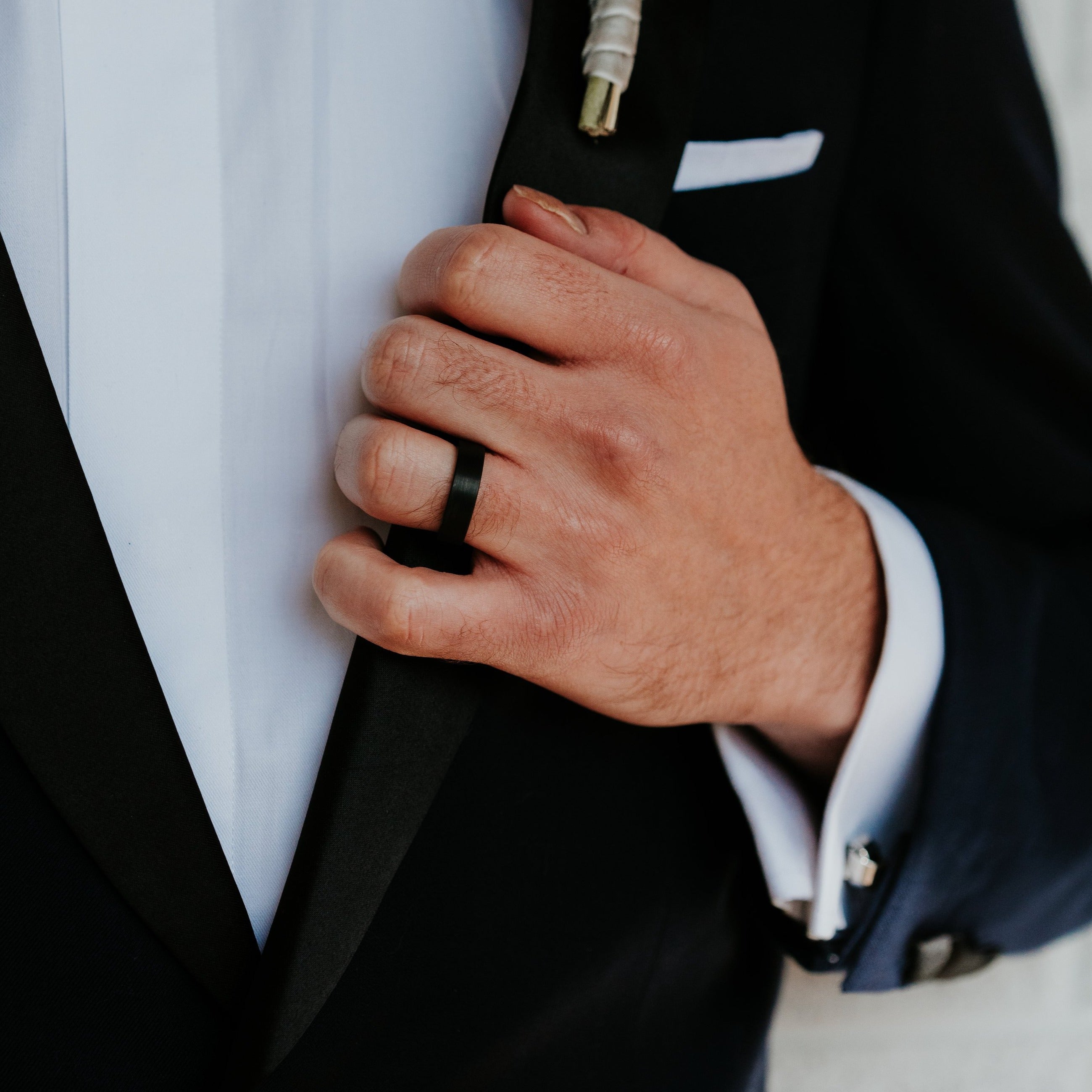 black tungsten wedding band