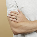 mens white tungsten wedding band with antler and koa wood inlay 8mm