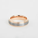 mens natural and rose tungsten edge wedding band 6mm