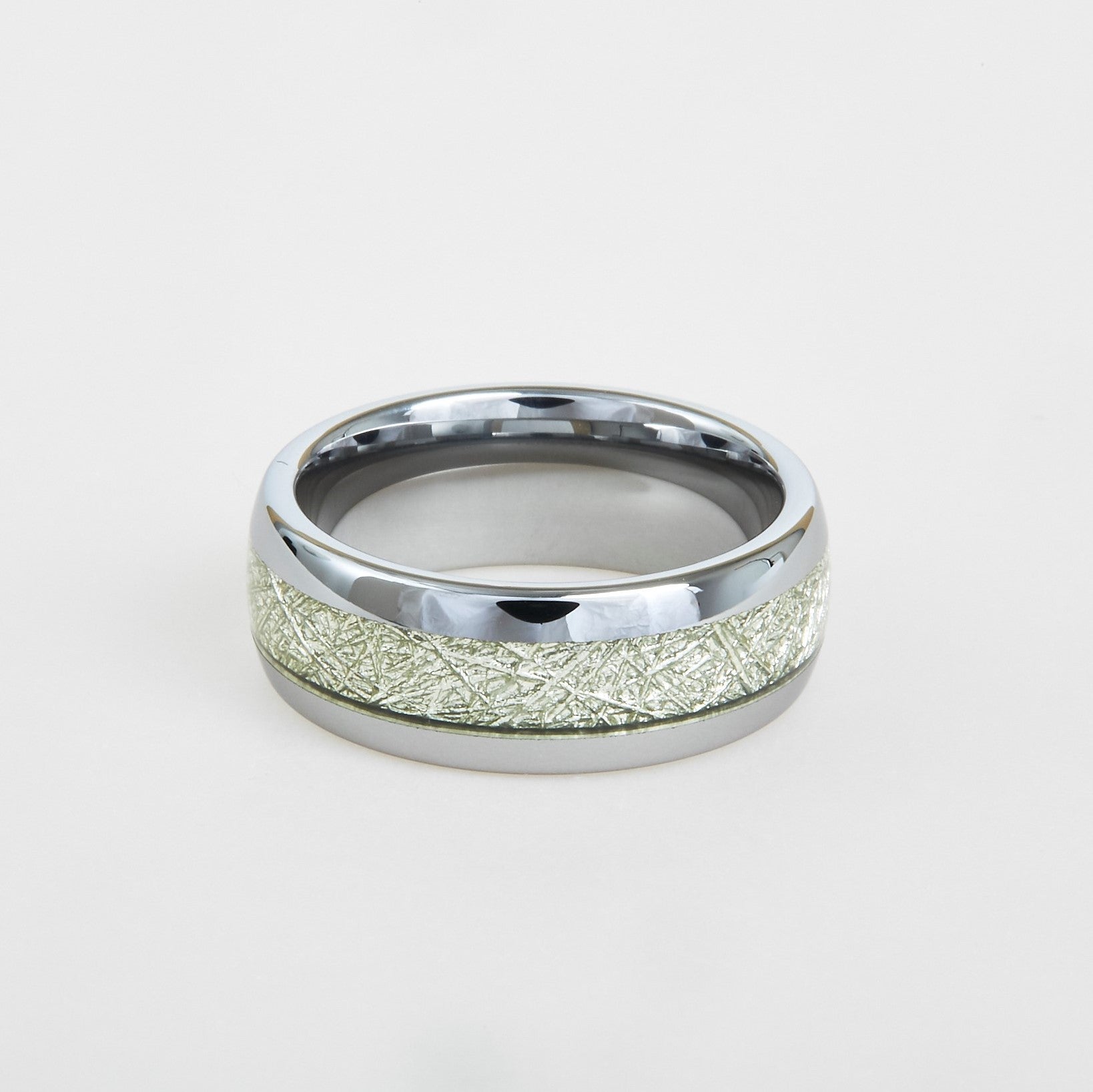 Mens Tungsten Meteorite Inlay Wedding Band 8mm Home Try On Hitched