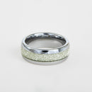 mens white tungsten wedding band with meteorite inlay 8mm