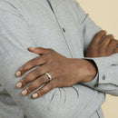 mens white tungsten wedding band with meteorite inlay 8mm