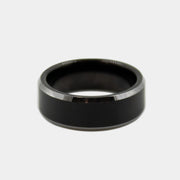 black and silver tungsten ring
